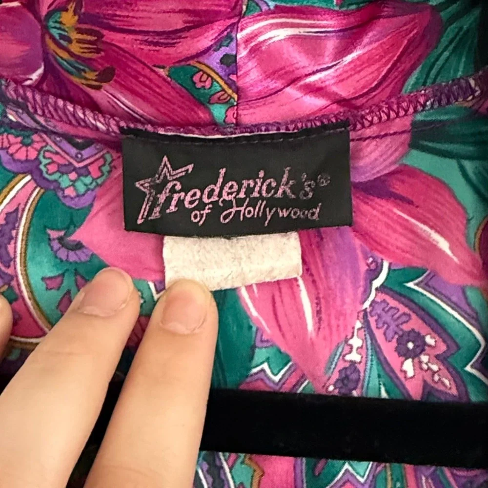 Frederick's of Hollywood OS 80s Lily‎ Floral Robe Retro Maximalist NO TIE
